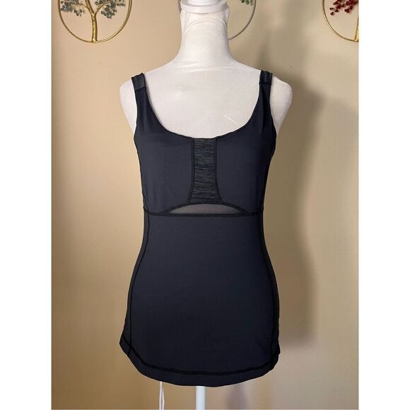 Lululemon Dance : Grace Black Athletic Tank Top w Mesh Panels Size 4 - Picture 1 of 6